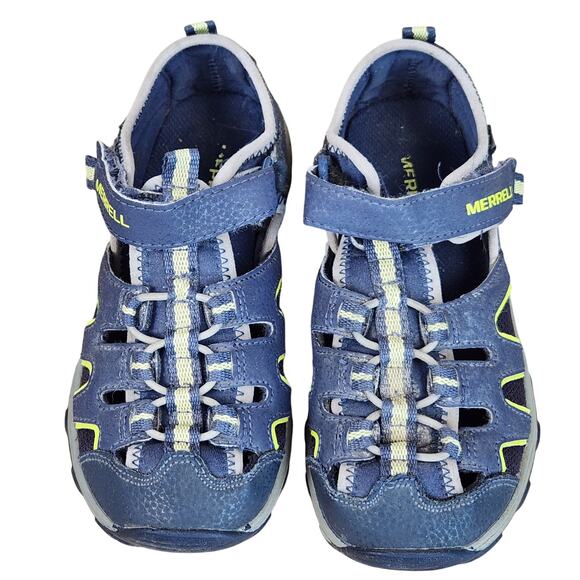 Merrell H2O Hiker Big Boys SZ 1M Mesh Leather Upper Blue EUC - Picture 1 of 15